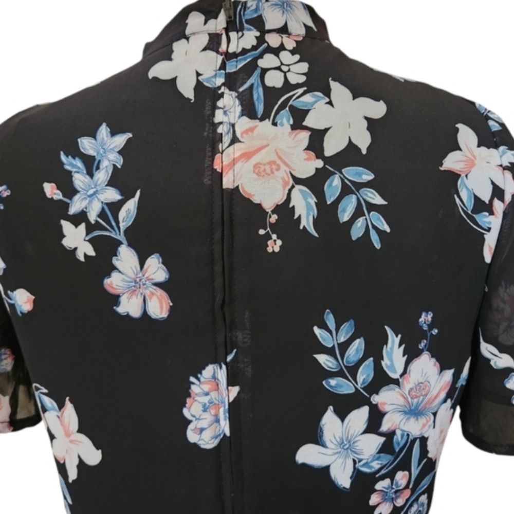 TORRID Multi-Color Floral Print Chiffon Skater Dress - Size 16 - Picture 9 of 12